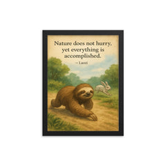 Laozi quote nature does not hurry sloth moving slowly accomplished framed print on a plain backdrop in size 12"x16".