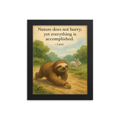 Laozi quote nature does not hurry sloth moving slowly accomplished framed print on a plain backdrop in size 8"x10".