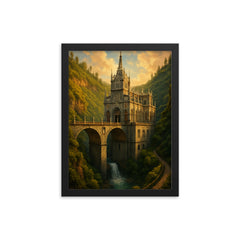Las Lajas Sanctuary Colombia framed print on a plain backdrop in size 12"x16".
