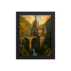 Las Lajas Sanctuary Colombia framed print on a plain backdrop in size 8"x10".