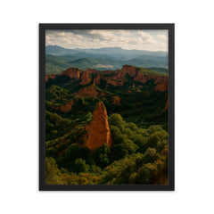 Las Medulas Spain framed print on a plain backdrop in size 16"x20".