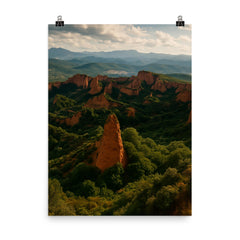 Las Medulas Spain poster on a plain backdrop in size 8"x10".