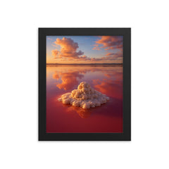 Las Salinas de Torrevieja Pink Lake Spain framed print on a plain backdrop in size 8"x10".