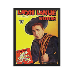 Lash LaRue framed print on a plain backdrop in size 16"x20".