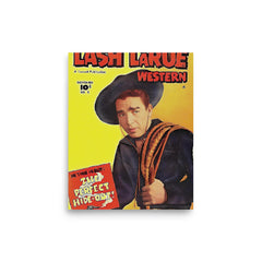 Lash LaRue poster on a plain backdrop in size 8"x10".