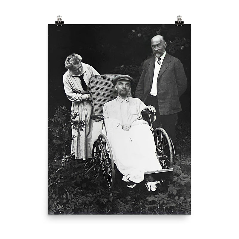 Last Photograph of Lenin with His Doctor and Sister, May 1923 poster on a plain backdrop in size 8