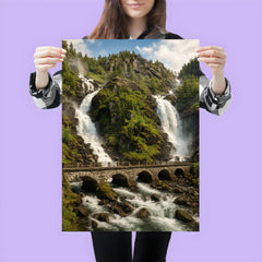 Latefossen Twin Waterfall Norway poster 3