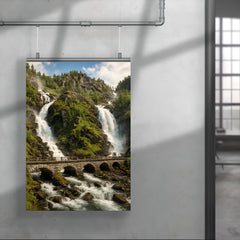 Latefossen Twin Waterfall Norway poster 4