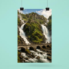Latefossen Twin Waterfall Norway poster 6