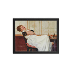 Laughing Girl by Raffaello Sorbi, 1882 framed print on a plain backdrop in size 12"x16".