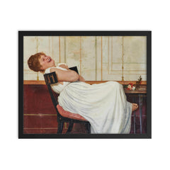 Laughing Girl by Raffaello Sorbi, 1882 framed print on a plain backdrop in size 16"x20".