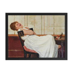 Laughing Girl by Raffaello Sorbi, 1882 framed print on a plain backdrop in size 18"x24".