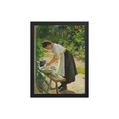 Laundering by Mykola Pymonenko, 1912 framed print on a plain backdrop in size 12"x16".