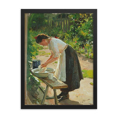Laundering by Mykola Pymonenko, 1912 framed print on a plain backdrop in size 18"x24".