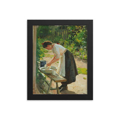 Laundering by Mykola Pymonenko, 1912 framed print on a plain backdrop in size 8"x10".