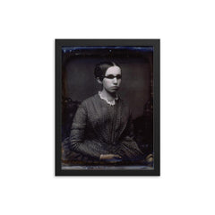 Laura Bridgman, the First Deaf-Blind American Child Educated in English, circa 1845 framed print on a plain backdrop in size 12"x16".