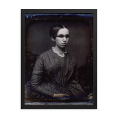 Laura Bridgman, the First Deaf-Blind American Child Educated in English, circa 1845 framed print on a plain backdrop in size 18"x24".