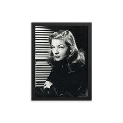 Lauren Bacall framed print on a plain backdrop in size 12"x16".