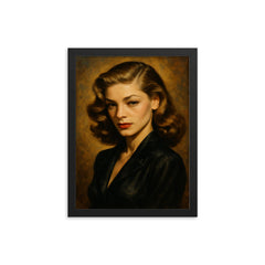 Lauren Bacall framed print on a plain backdrop in size 12"x16".