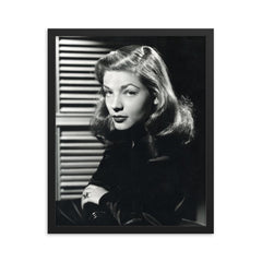 Lauren Bacall framed print on a plain backdrop in size 16"x20".