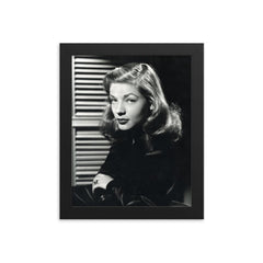 Lauren Bacall framed print on a plain backdrop in size 8"x10".