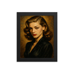 Lauren Bacall framed print on a plain backdrop in size 8"x10".