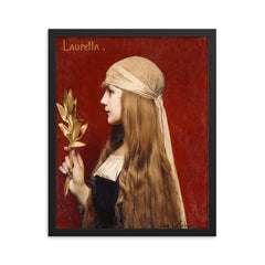 Lauretta by Jules Joseph Lefebvre, 1879 framed print on a plain backdrop in size 16"x20".