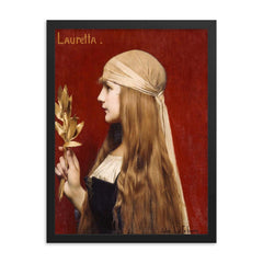 Lauretta by Jules Joseph Lefebvre, 1879 framed print on a plain backdrop in size 18"x24".