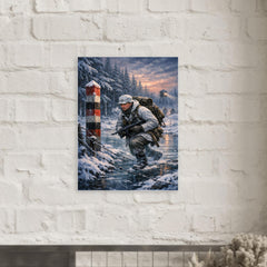 Lauri Torni crossing frozen forest border metal print mockup