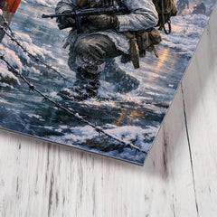 Lauri Torni crossing frozen forest border metal print mockup