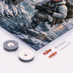 Lauri Torni crossing frozen forest border metal print mockup