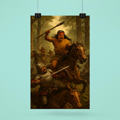Lautaro Mapuche cavalry ambush in Araucanian forest poster 6