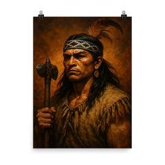 Lautaro Mapuche war leader portrait poster on a plain backdrop in size 8"x10".