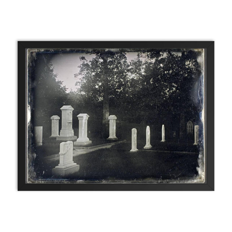Lawrence Lot at Mount Auburn Cemetery, Daguerreotype by Southworth and Hawes, c. 1853 framed print on a plain backdrop in size 18