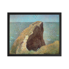 Le Bec du Hoc Grandcamp by Georges Seurat framed print on a plain backdrop in size 16"x20".