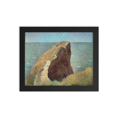 Le Bec du Hoc Grandcamp by Georges Seurat framed print on a plain backdrop in size 8"x10".