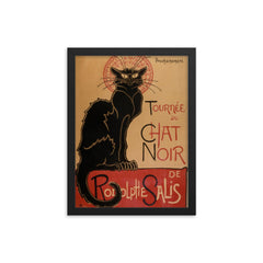 Le Chat Noir by Théophile-Alexandre Steinlen framed print on a plain backdrop in size 12"x16".