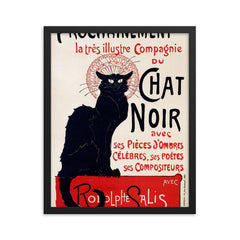 Le Chat Noir II by Théophile-Alexandre Steinlen framed print on a plain backdrop in size 16"x20".
