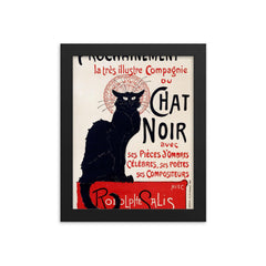 Le Chat Noir II by Théophile-Alexandre Steinlen framed print on a plain backdrop in size 8"x10".
