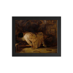 Le Suicide, 19th century painting framed print on a plain backdrop in size 8"x10".