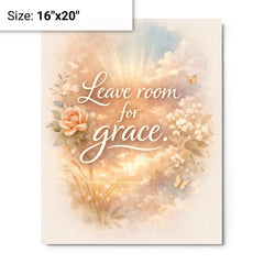 Leave room for grace metal print on a plain backdrop in size 16"x20".