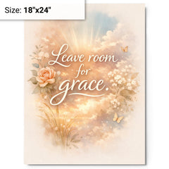 Leave room for grace metal print on a plain backdrop in size 18"x24".