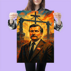 Lech Walesa at shipyard gates poster 3