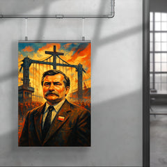 Lech Walesa at shipyard gates poster 4
