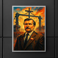 Lech Walesa at shipyard gates poster 5