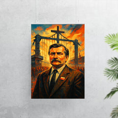 Lech Walesa at shipyard gates poster 7