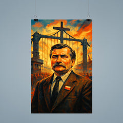 Lech Walesa at shipyard gates poster 9