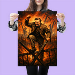 Lech Walesa over Gdansk shipyard barricades poster 3