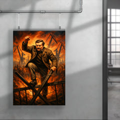 Lech Walesa over Gdansk shipyard barricades poster 4