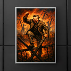 Lech Walesa over Gdansk shipyard barricades poster 5